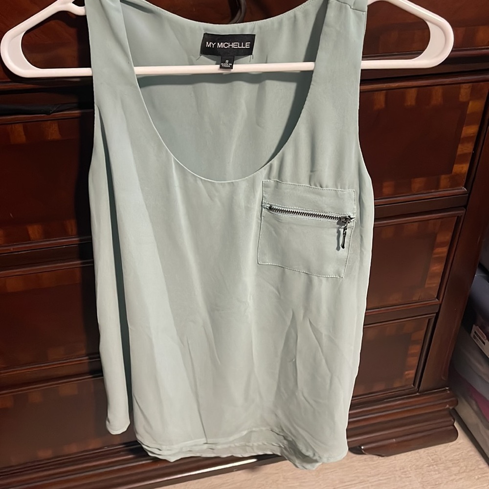 Mint Green dressy Zipper Tank Women’s Small